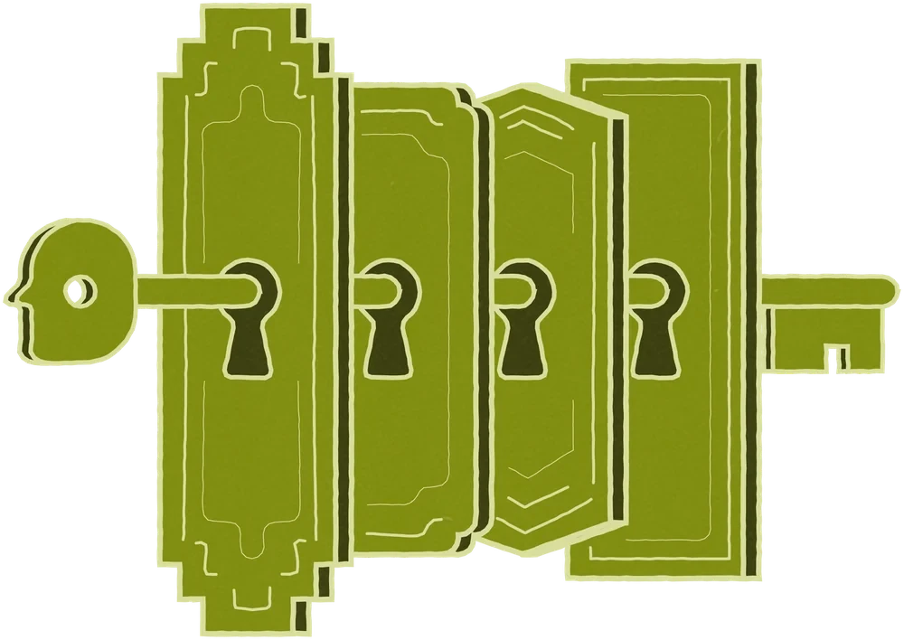 A key passing through four locks